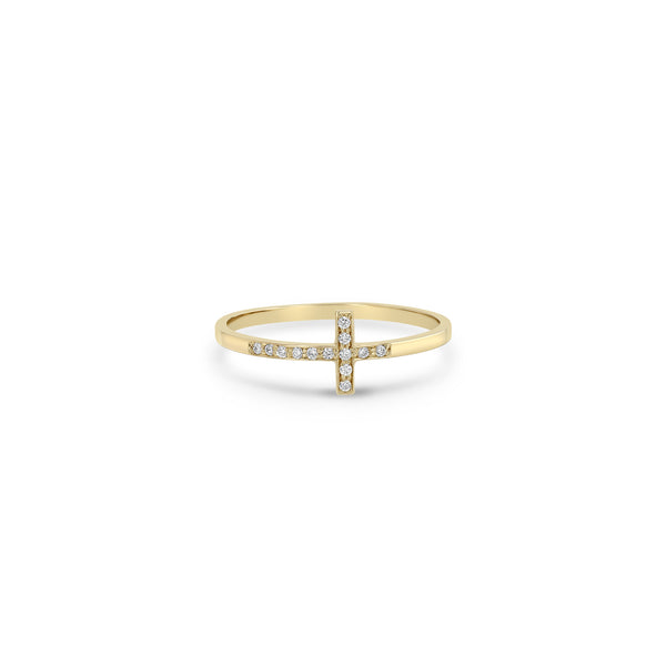 Zoë Chicco 14k Gold Horizontal Pavé Diamond Cross Band Ring