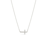 Zoë Chicco 14k Gold Small Horizontal Pavé Diamond Cross Necklace