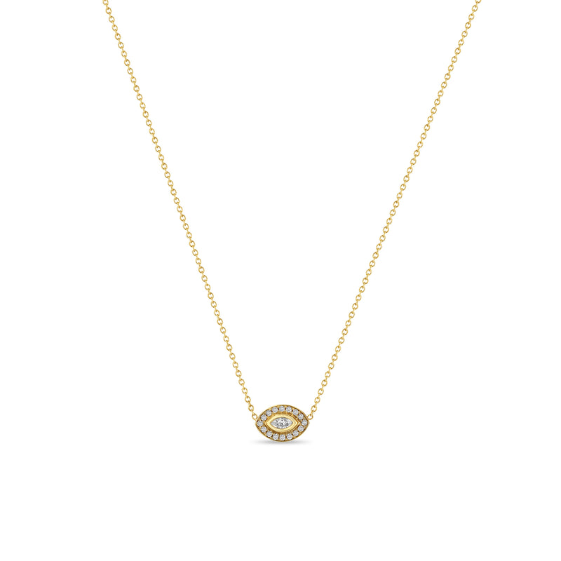 Zoë Chicco 14k Gold Marquise Diamond Halo Necklace