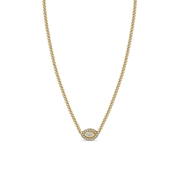 Zoë Chicco 14k Gold Marquise Diamond Halo Curb Chain Necklace