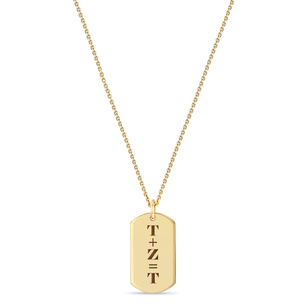 Zoë Chicco 14k Gold Initials Equation Medium Dog Tag Necklace