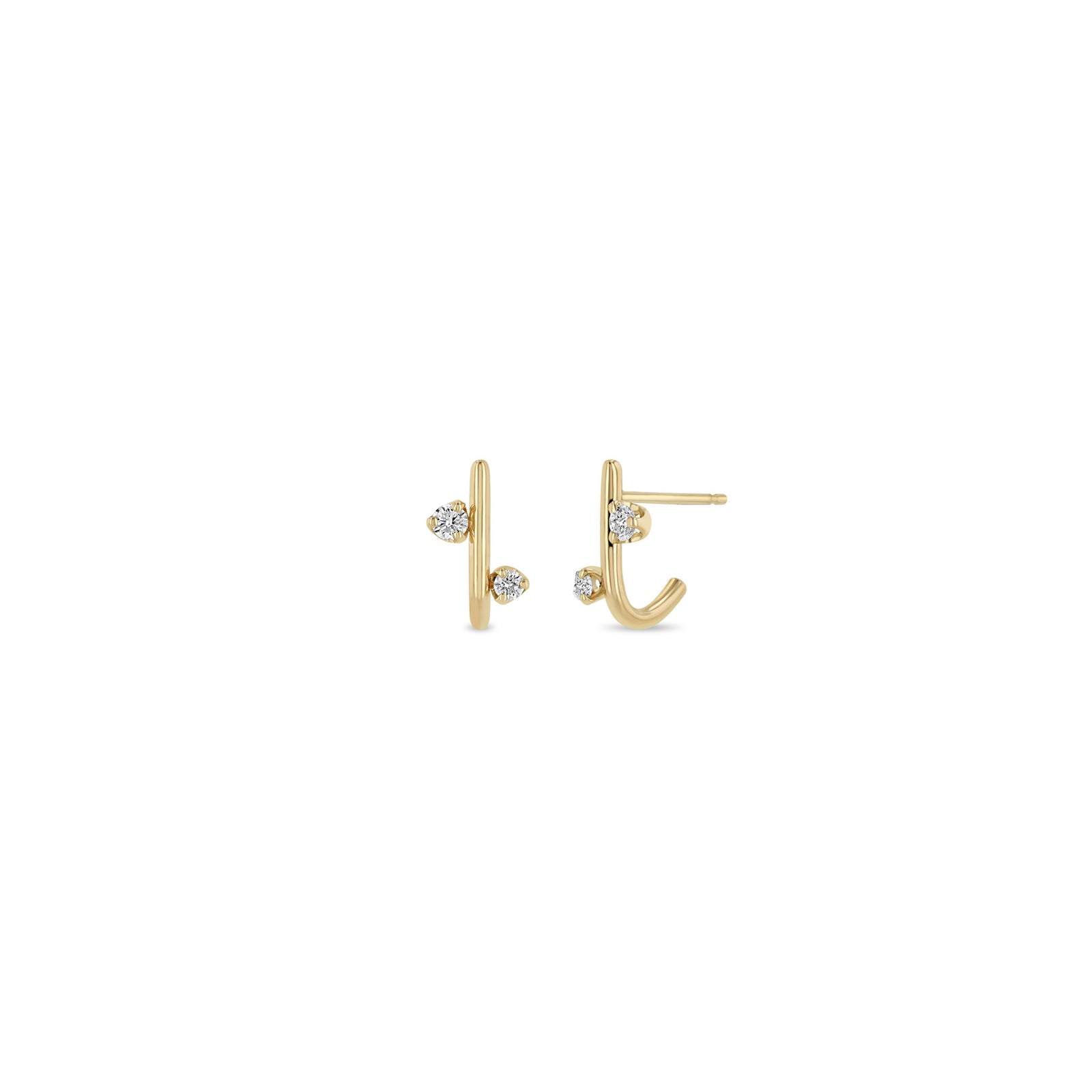 io keiju KT4L gold 希少✨ Zoë Chicco 14k Gold Mixed Prong Diamond J Hook Hoop Earrings – ZOË