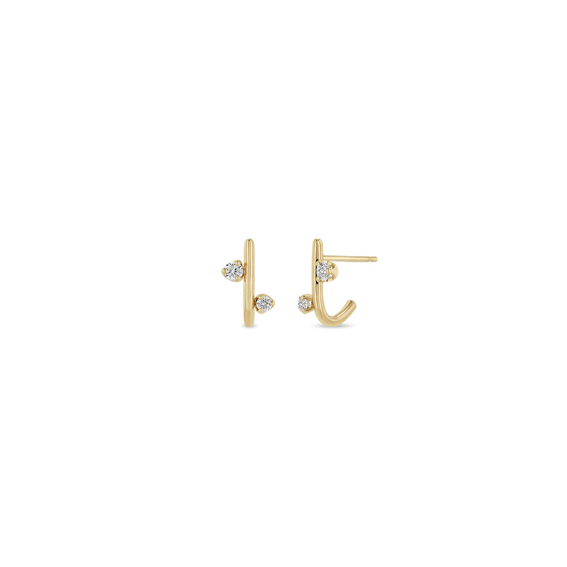 Zoë Chicco 14k Gold Mixed Prong Diamond J Hook Hoop Earrings