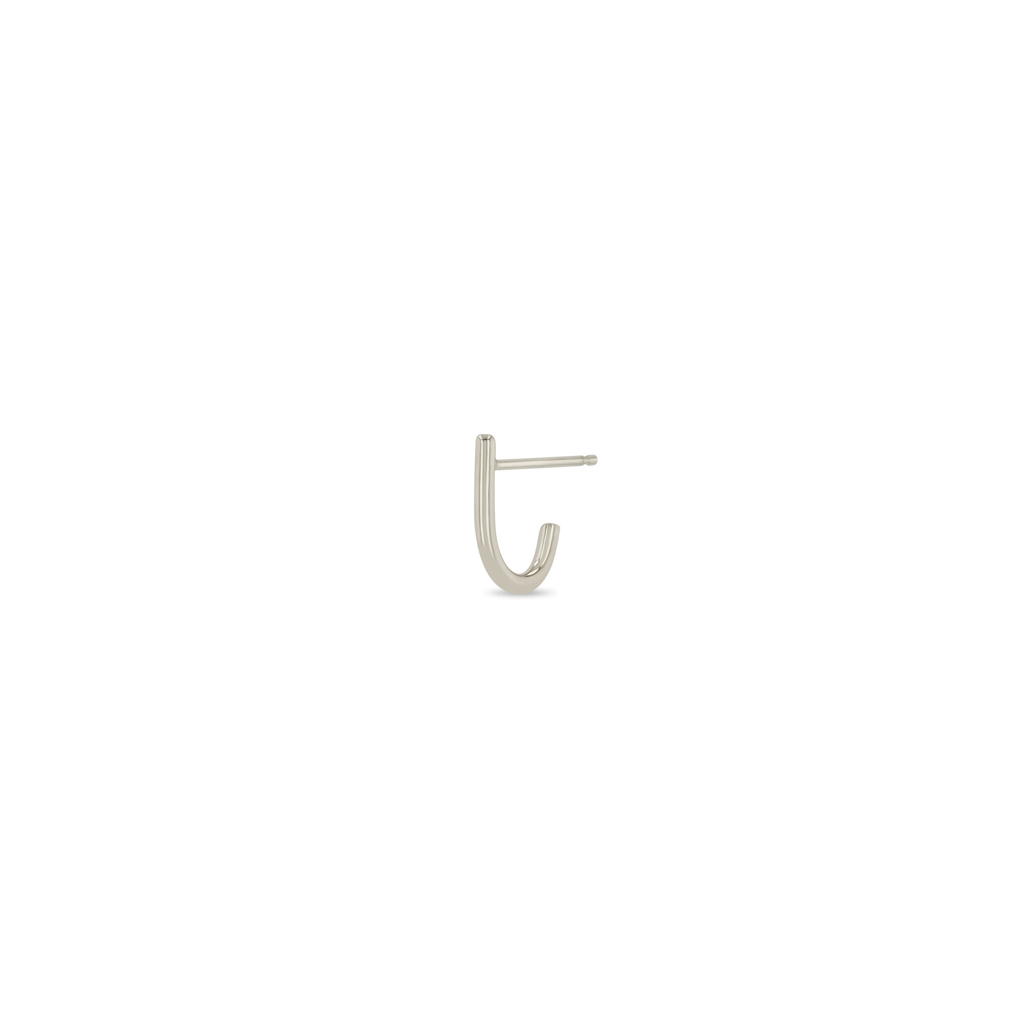 Zoe Chicco 14k White Gold J Hook Hoop Earring on a white background