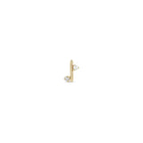 Single Zoë Chicco 14k Gold Mixed Prong Pearl & Diamond J Hook Hoop Earring for the Left Ear