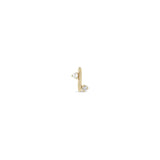 Single Zoë Chicco 14k Gold Mixed Prong Pearl & Diamond J Hook Hoop Earring for the Right Ear