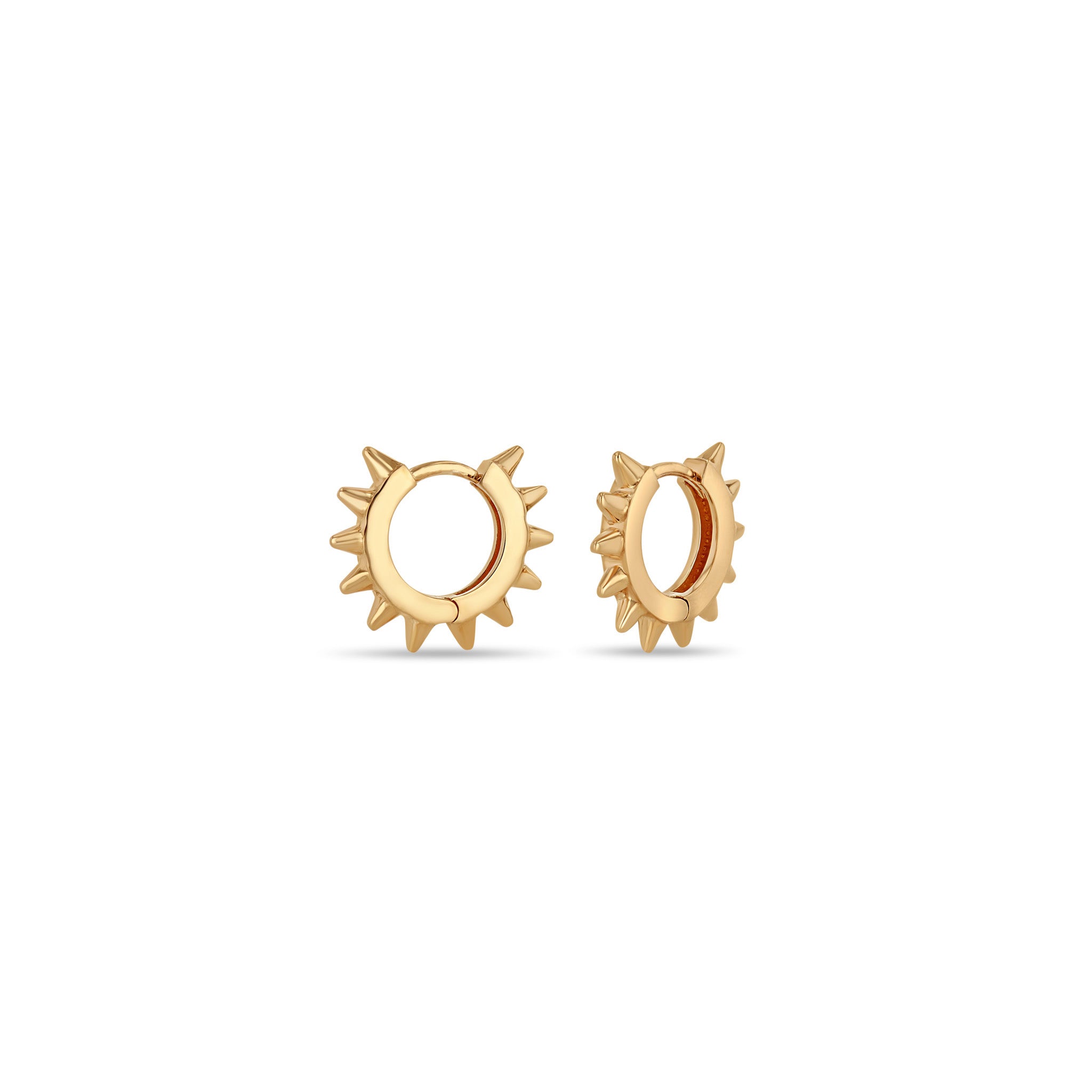 14k Gold Spiked Hinge Huggie Hoop - SALE