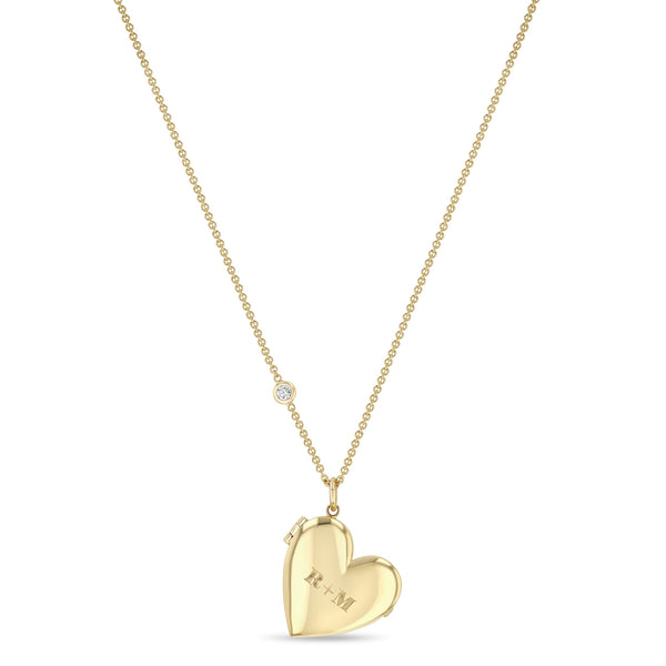 Zoë Chicco 14k Gold 2 Initial Letters Heart Locket Necklace engraved with an R and M