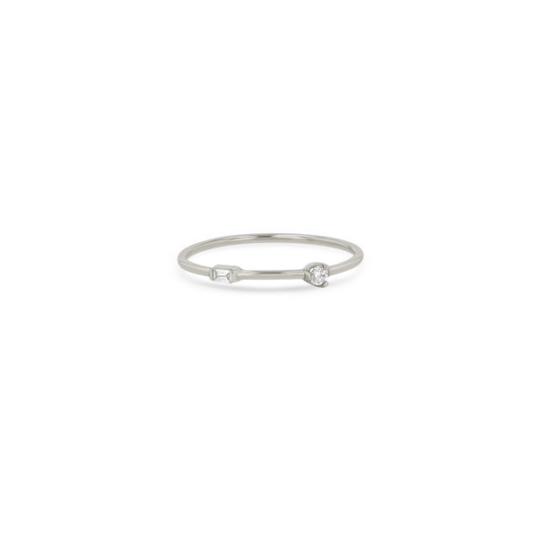 Zoe Chicco 14k White Gold Baguette & Round Diamond Band Ring