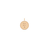 Zoë Chicco 14k Gold Small Mantra with Heart Border Disc Spring Ring Charm Pendant engraved with "Never give up"