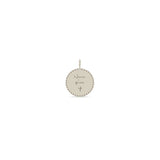 Zoë Chicco 14k Gold Small Mantra with Heart Border Disc Spring Ring Charm Pendant engraved with "Never give up"