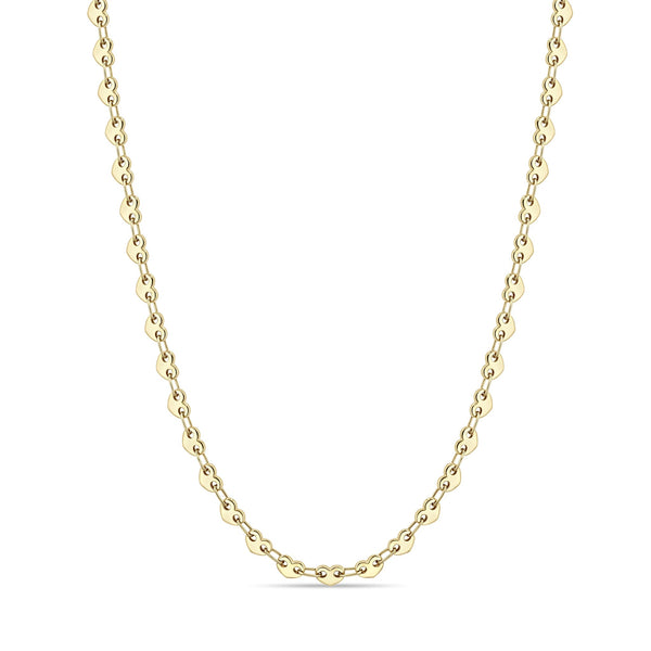 Zoe Chicco 14k gold heart shaped link chain necklace on a white background