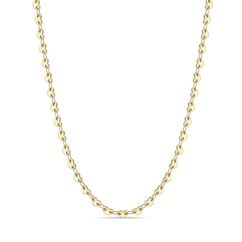 Zoe Chicco 14k gold heart shaped link chain necklace on a white background