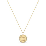 14k Small Mantra Diamond Border Necklace on Tiny Bar & Cable Chain