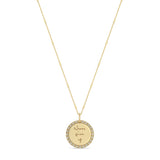 Zoe Chicco 14k Gold Small Mantra Diamond Border Necklace on Tiny Bar & Cable Chain engraved with "Never give up"