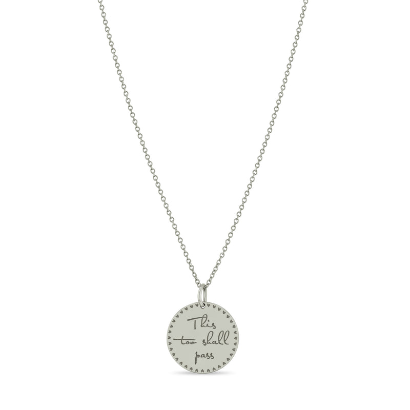 Zoe Chicco 14k White Gold Small Mantra Cable Chain Necklace 