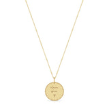 Zoë Chicco 14k Gold Small Mantra with Heart Border Necklace engraved with "Never give up"
