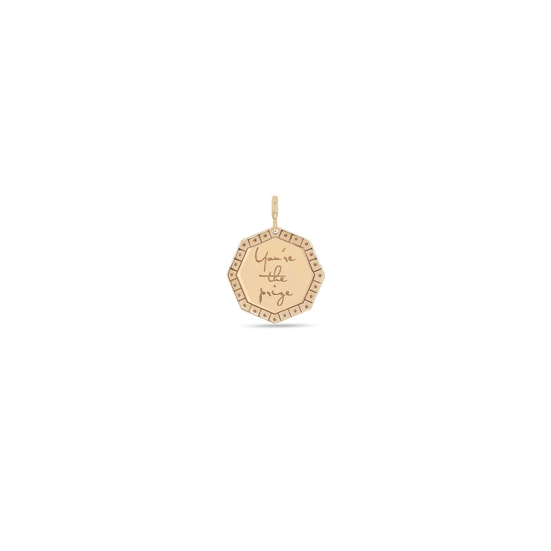 Zoë Chicco 14k Gold Small "You're the prize" Octagon Mantra Spring Ring Charm Pendant