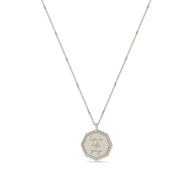 Zoë Chicco 14k Gold Small "You're the prize" Octagon Mantra Necklace