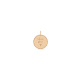 Zoë Chicco 14k Gold Small Mantra with Heart Border Disc Charm Pendant engraved with "Never give up"