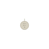 Zoë Chicco 14k Gold Small Mantra with Heart Border Disc Charm Pendant engraved with "Never give up"