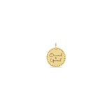 Zoë Chicco 14k Gold Small Mantra with Star Border Disc Charm Pendant engraved with "Onward & Upward"