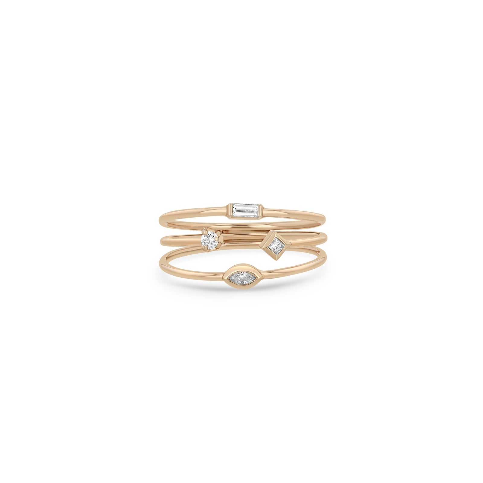 Zoë Chicco 14k Gold 3 Thin Band Mixed Diamond Ring – ZOË CHICCO
