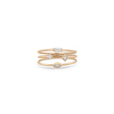 Zoë Chicco 14k Rose Gold 3 Thin Band Mixed Diamond Ring