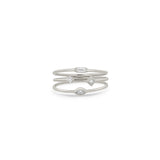 Zoë Chicco 14k White Gold 3 Thin Band Mixed Diamond Ring