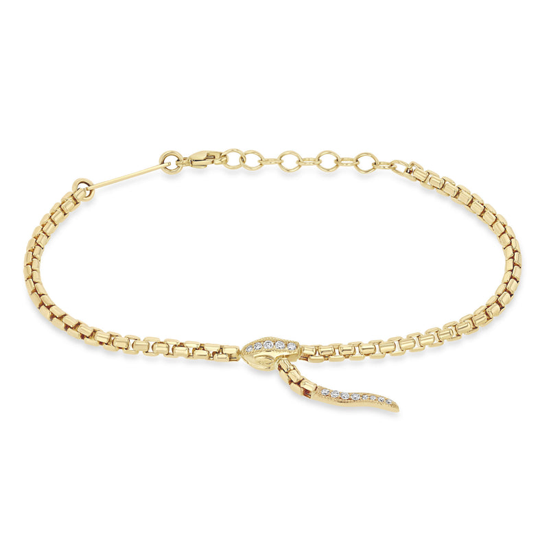 Zoë Chicco 14k Gold Pavé Diamond Serpent Box Chain Bracelet