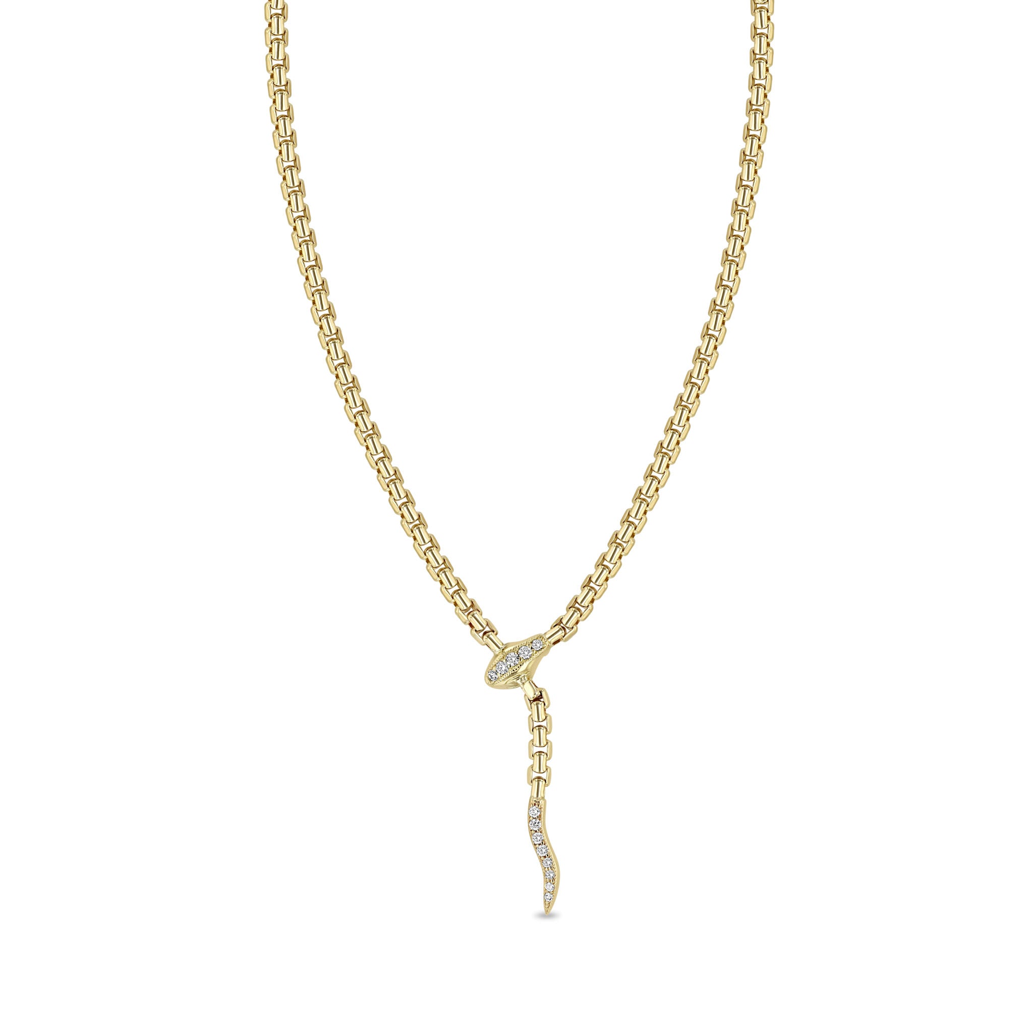 Zoë Chicco 14k Gold Pavé Diamond Serpent Box Chain Necklace – ZOË CHICCO