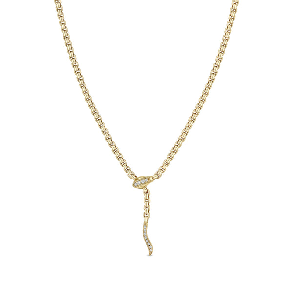 Zoë Chicco 14k Gold Pavé Diamond Serpent Box Chain Necklace