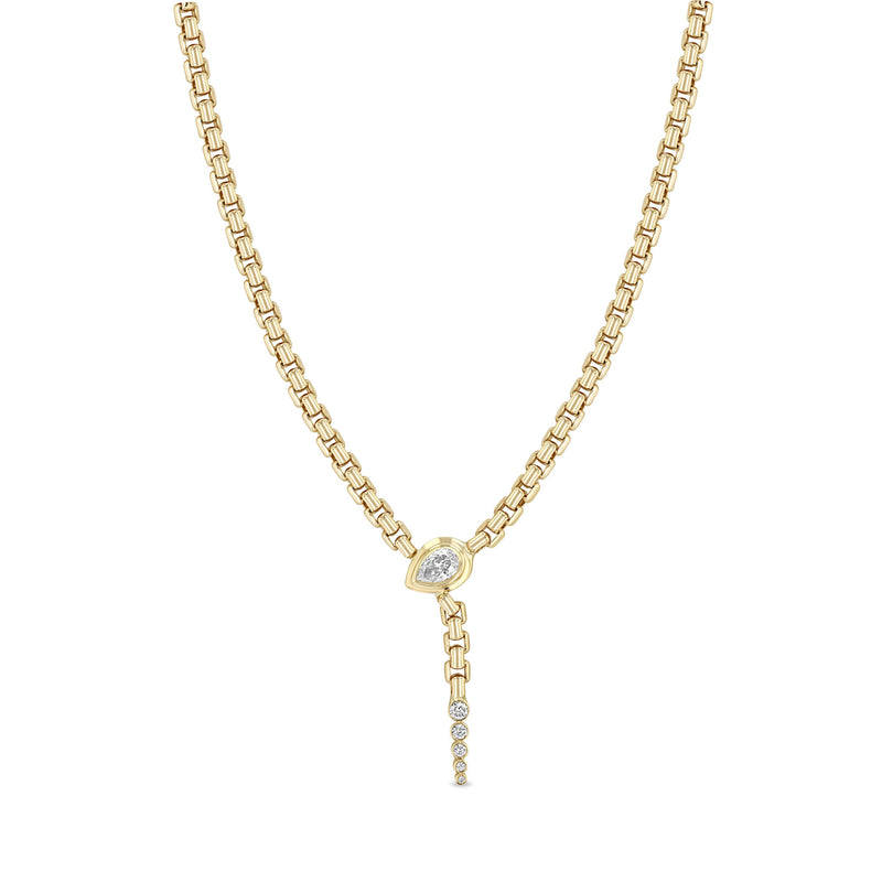 Zoë Chicco 14k Gold Pear Diamond Serpent Box Chain Necklace