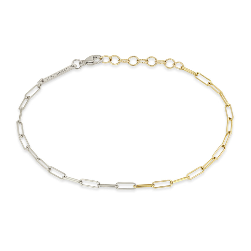 Zoë Chicco 14k Two Tone Gold Small Paperclip Chain Bracelet