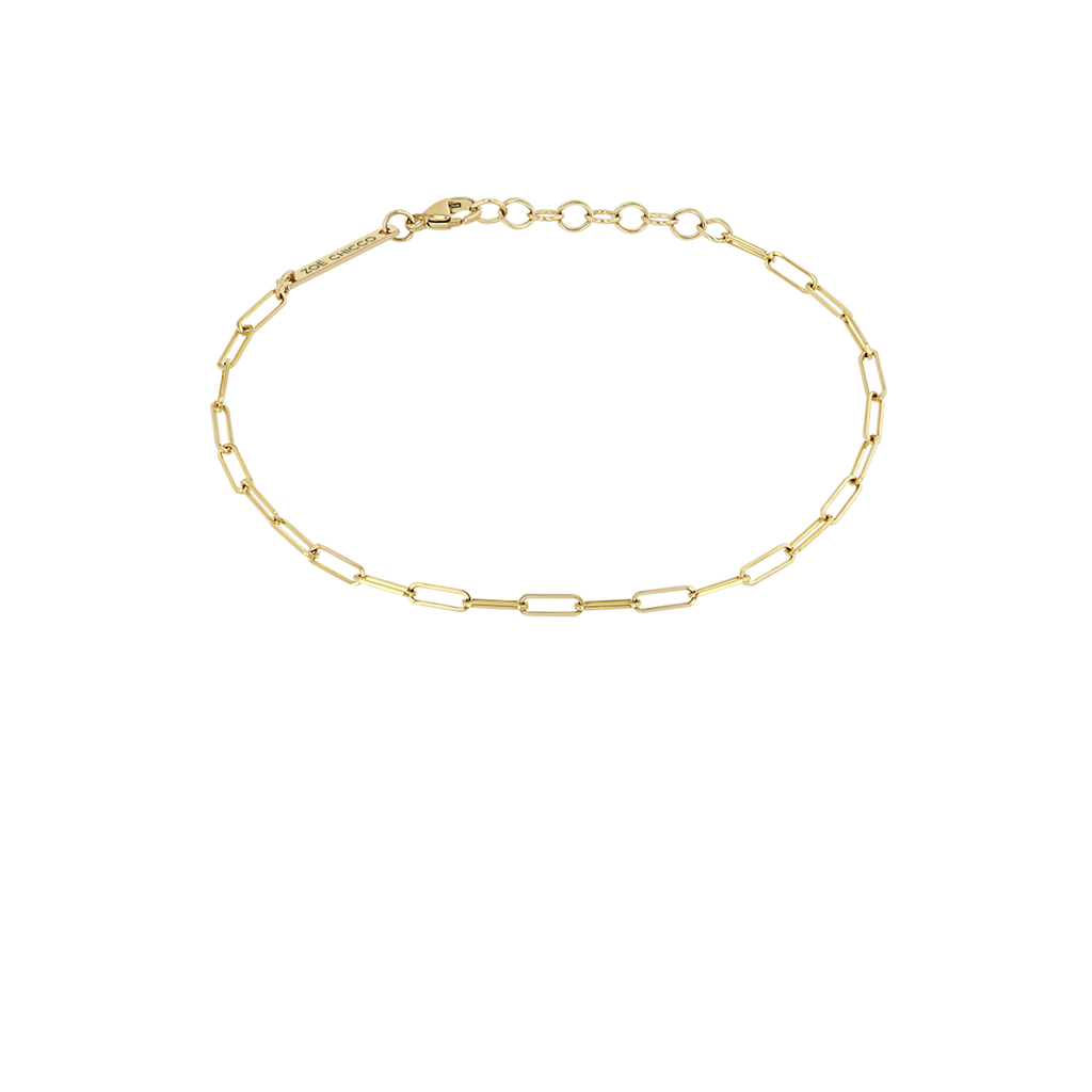 Zoe Chicco 14k gold paperclip chain bracelet on a transparent background