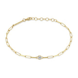 Zoë Chicco 14k Gold Floating Diamond Small Paperclip Chain Bracelet