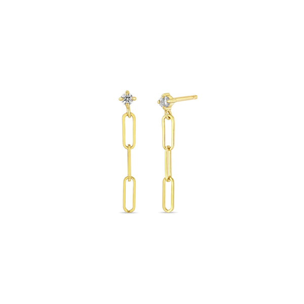 Zoë Chicco 14k Gold Prong Diamond & Paperclip Chain Drop Earrings