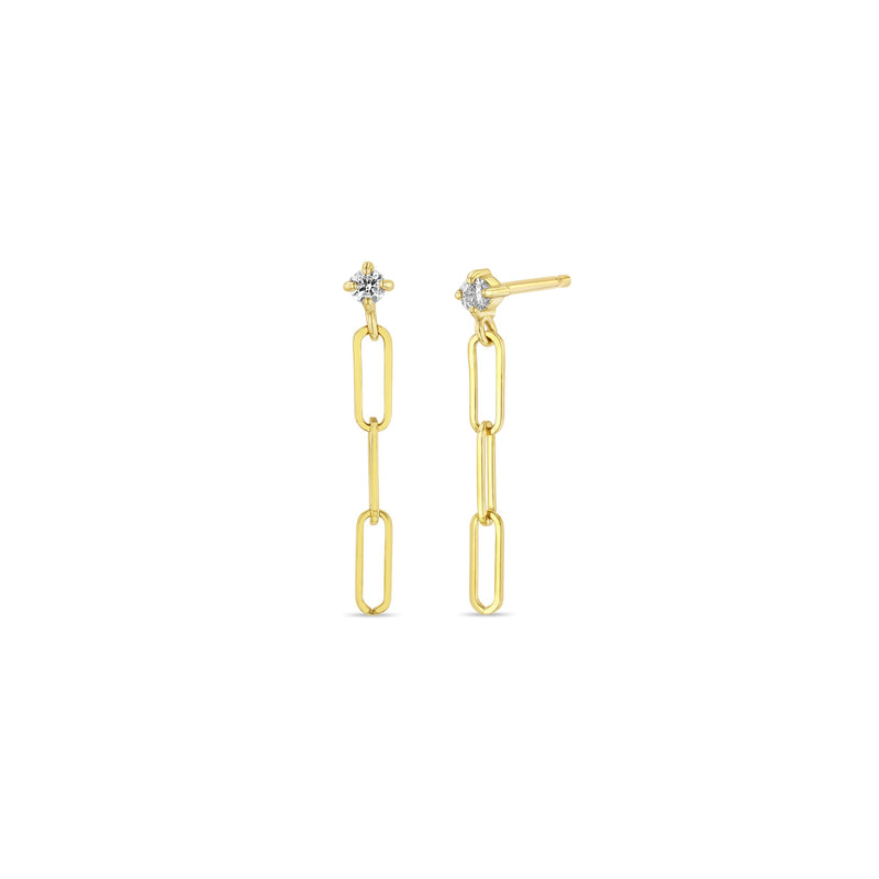 Zoë Chicco 14k Gold Prong Diamond & Paperclip Chain Drop Earrings