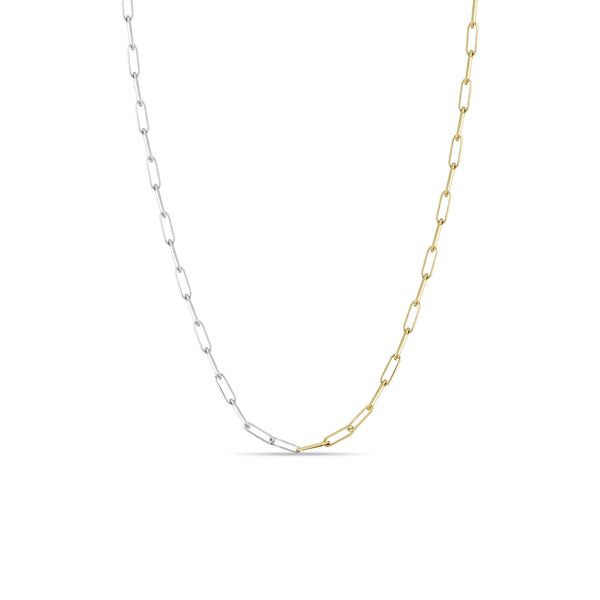 Zoë Chicco 14k Two Tone Gold Small Paperclip Chain Necklace