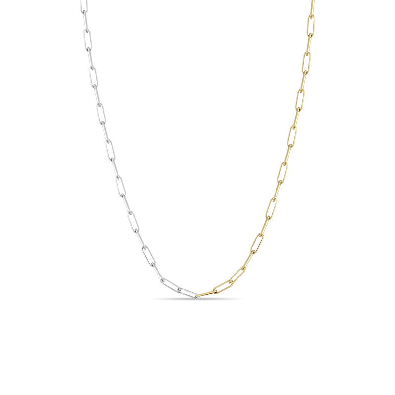 Zoë Chicco 14k Two Tone Gold Small Paperclip Chain Necklace