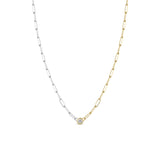 Zoë Chicco 14k Floating Diamond 2 Tone Gold Small Paperclip Chain Necklace