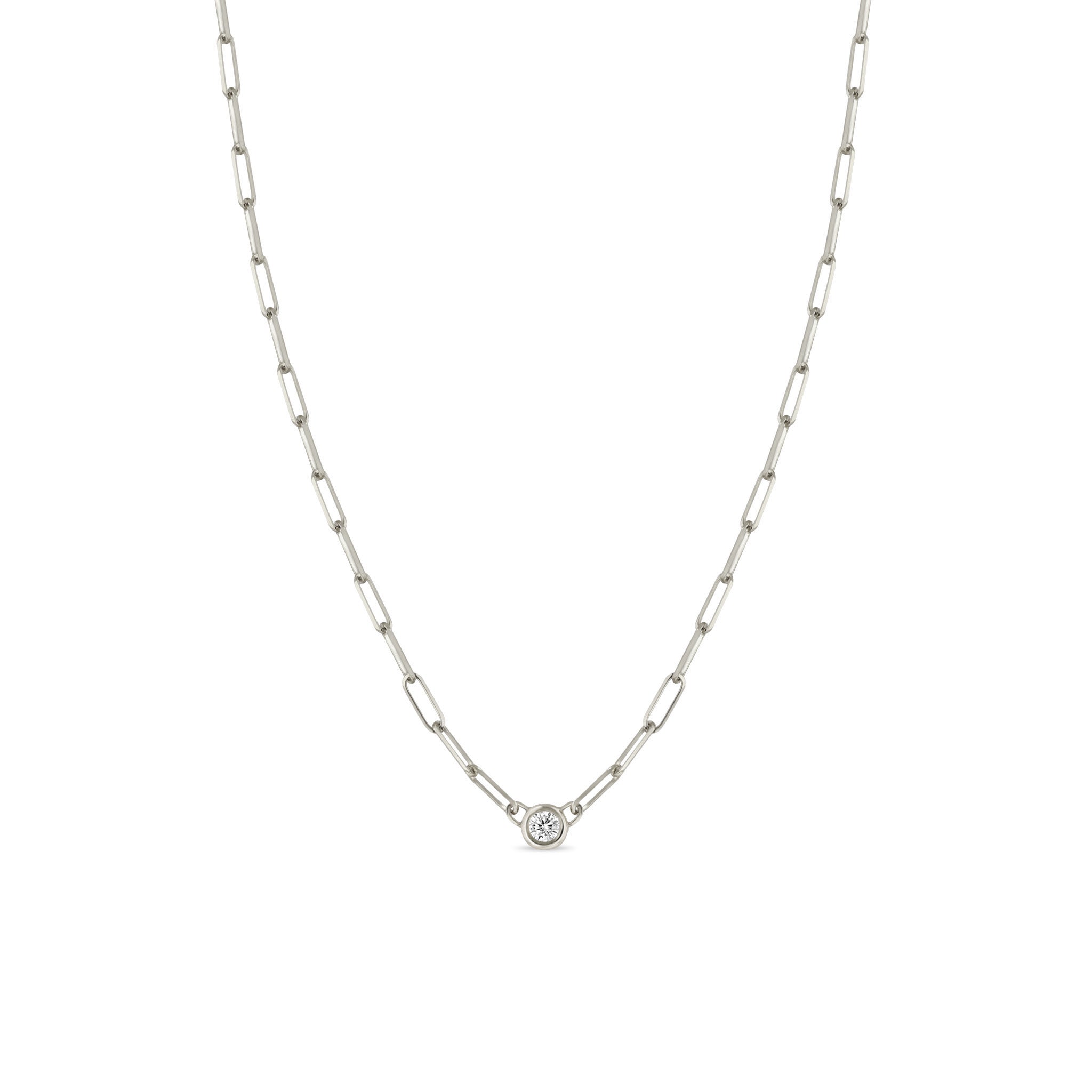 Zoë Chicco 14k Gold Floating Diamond Small Paperclip Chain Necklace