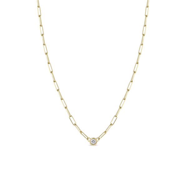 Zoë Chicco 14k Gold Floating Diamond Small Paperclip Chain Necklace