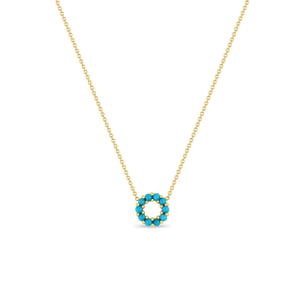 Zoë Chicco 14k Gold Small Prong Turquoise Circle Necklace