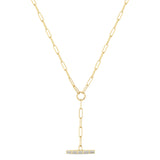 Zoë Chicco 14k Gold Channel Set Baguette Diamond Bar Paperclip Chain Lariat Necklace