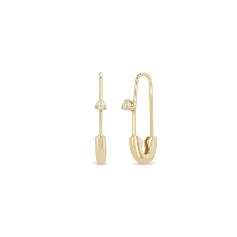 Pair of Zoë Chicco 14k Gold Safety Pin with Pearl Threader Earrings