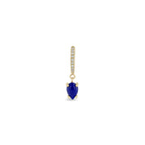 Zoe Chicco 14k gold earring with small diamonds and a blue gemstone on a white background
