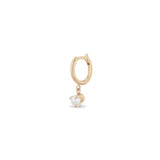 Single Zoë Chicco 14k Gold Dangling Pearl Small Hinge Huggie Hoop Earring