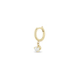 Single Zoë Chicco 14k Gold Dangling Pearl Small Hinge Huggie Hoop Earring