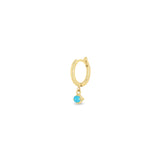 Single Zoë Chicco 14k Gold Dangling Turquoise Small Hinge Huggie Hoop Earring